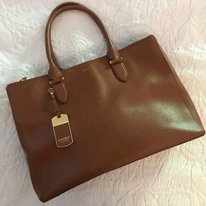 Ralph Lauren brown leather Business bag